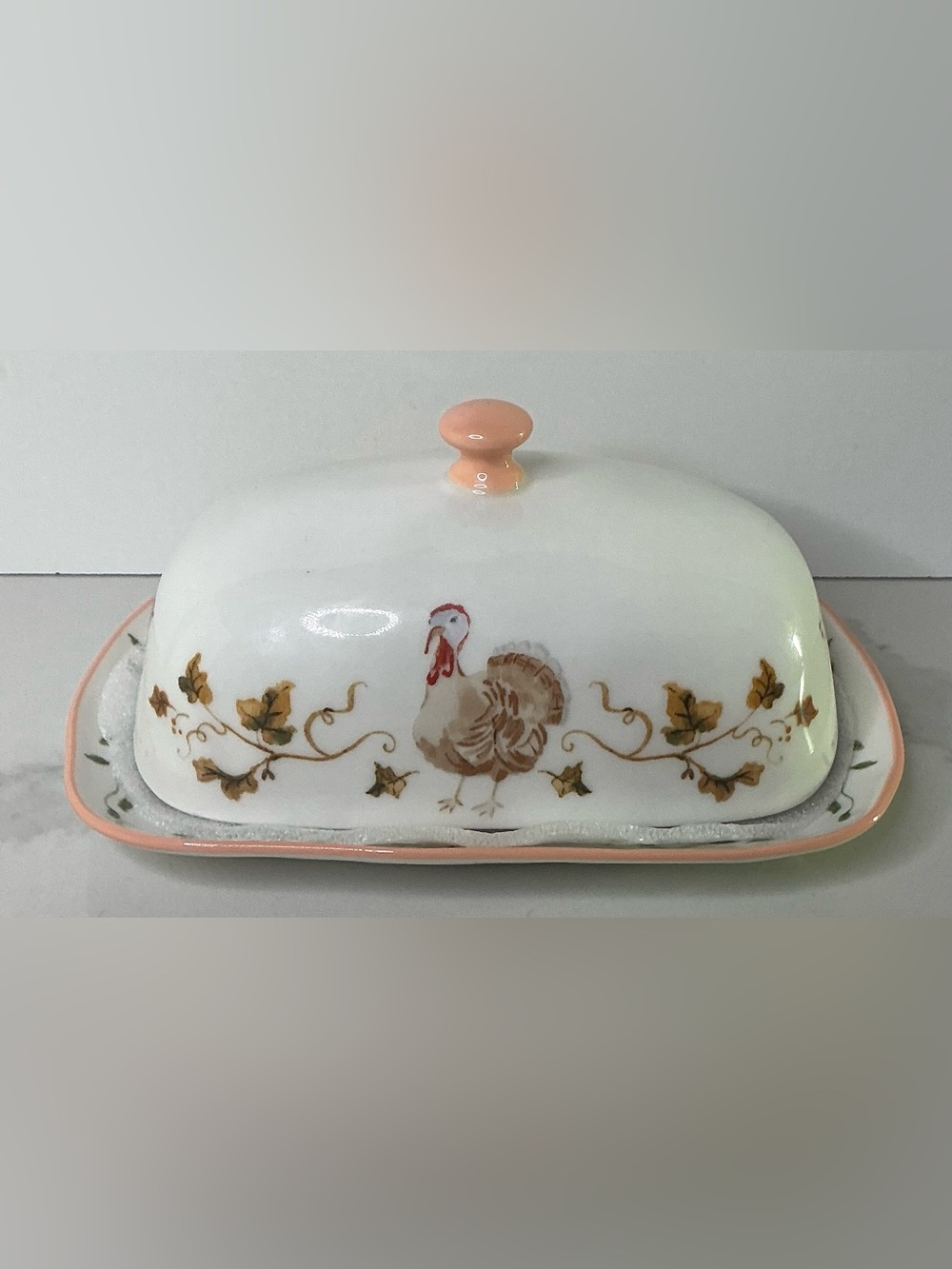 Potter's Studio Butter Dish Turkey Autumn Harvest New